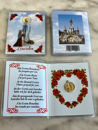 Our Lady of Lourdes Prayer Card and Medal Little Booklet