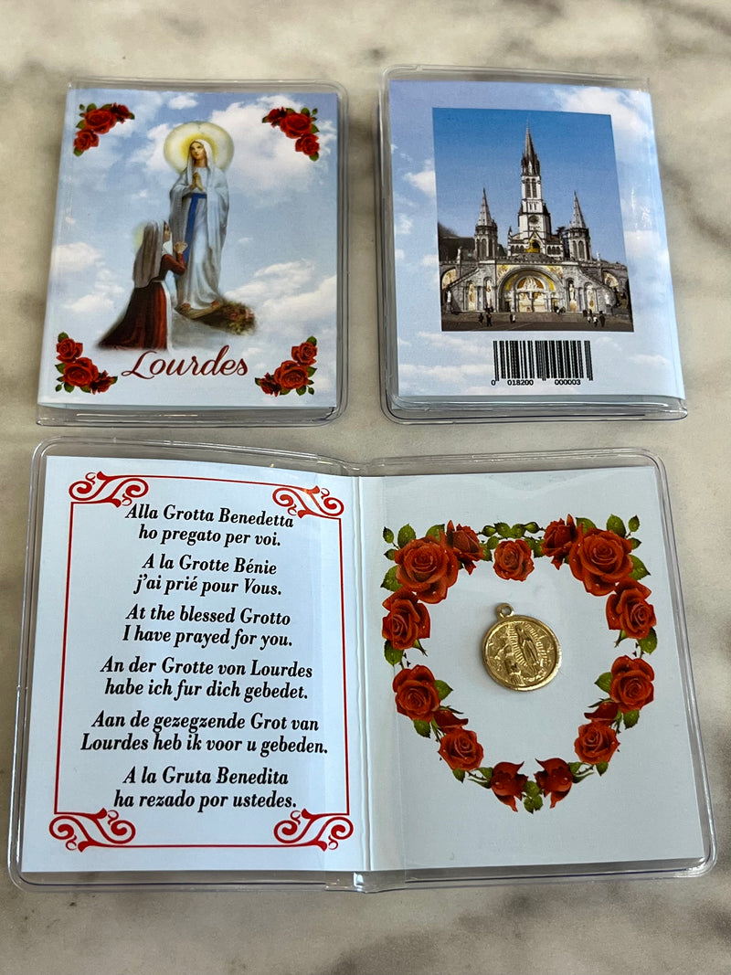 Our Lady of Lourdes Little Prayer Card with Matching Medal – A Pocket-Sized Devotional Treasure