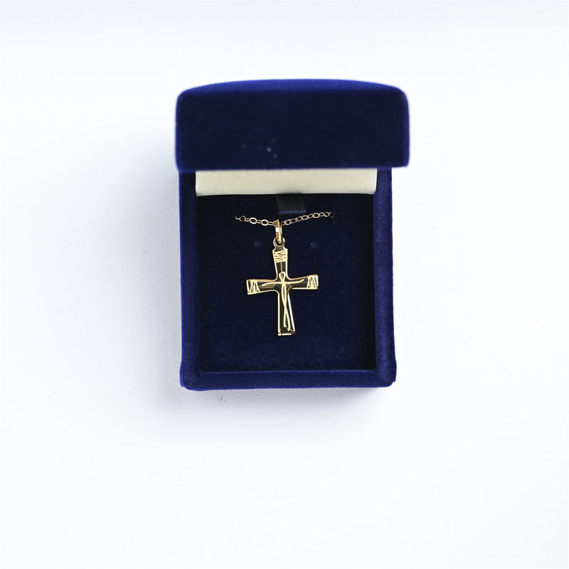 Cross Necklace with Jesus – Engraved Gold