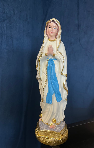 Our Lady of Lourdes Statue with Nameplate - 9 inches