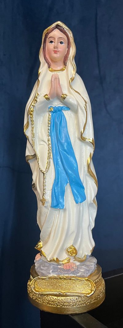 Our Lady of Lourdes Statue with Nameplate - 9 inches