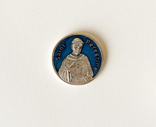 St. Peregrine Blue Enamel Pocket Coin