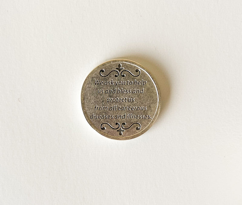 St. Peregrine Religious Pocket Coin with Sparkle Enamel background ...