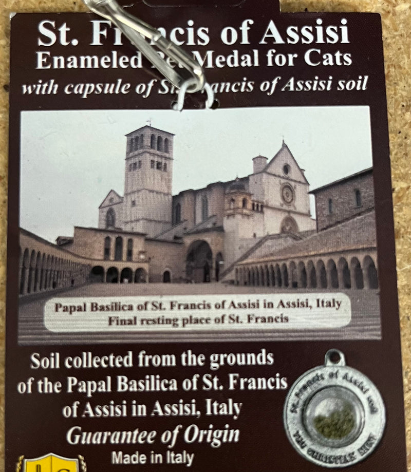 Pet Medal - St. Francis of Assisi - Cat Medal with Soil