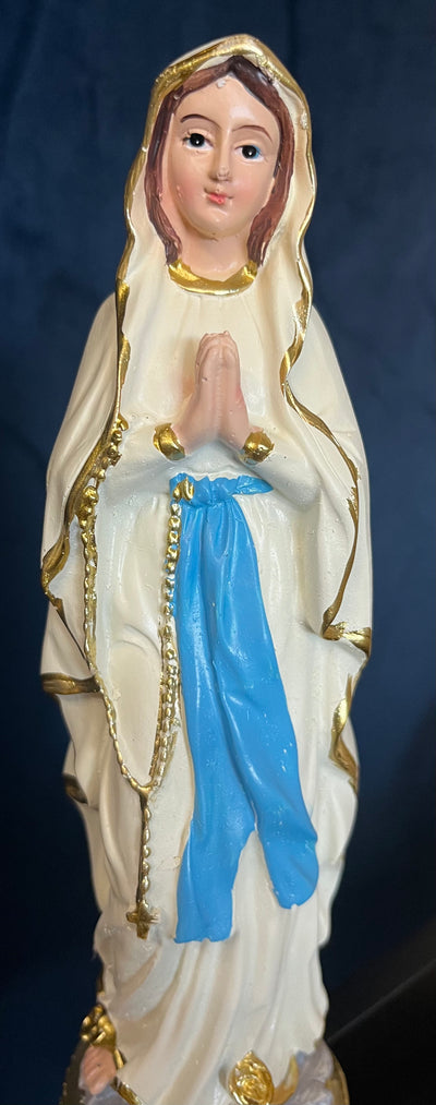 Our Lady of Lourdes Statue with Nameplate - 9 inches