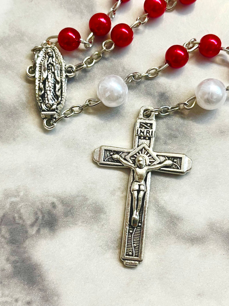 Our Lady of Guadalupe Traditional Red Acrylic Bead Rosary