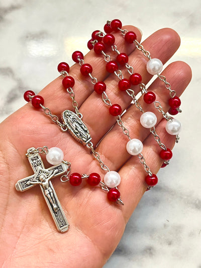 Our Lady of Guadalupe Traditional Red Acrylic Bead Rosary