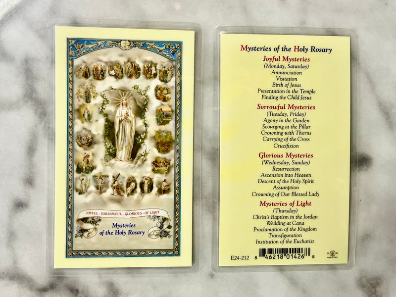 Mysteries of the Rosary Prayer Card