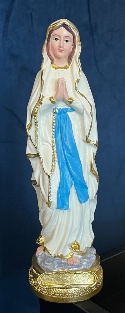 Our Lady of Lourdes Statue with Nameplate - 9 inches