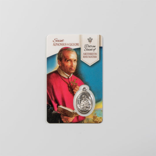 Saint Alphonsus de Liguori Prayer Card with Medal – Patron Saint of Arthritis and Rheumatism