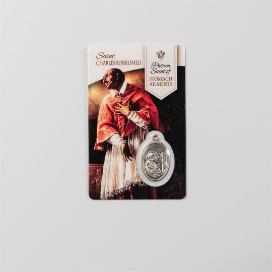 Saint Charles Borromeo Prayer Card with Medal – Patron Saint of Stomach Ailments