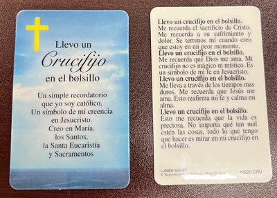 La Cruz en el Cielo - Tarjeta de Oración Laminada en Español