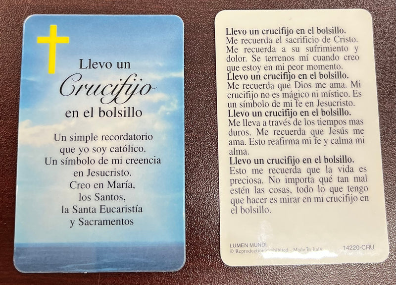 La Cruz en el Cielo - Tarjeta de Oración Laminada en Español