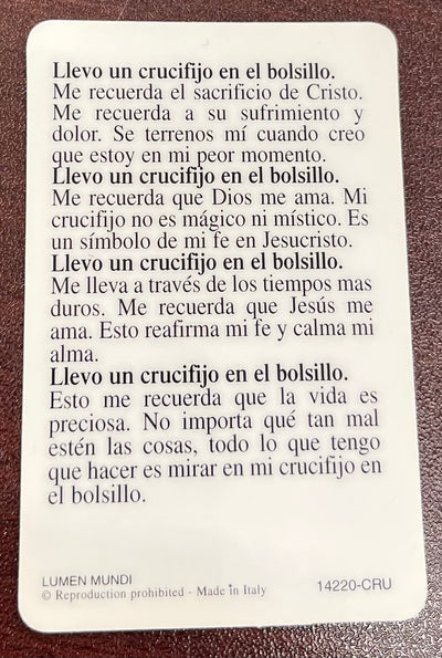 La Cruz en el Cielo - Tarjeta de Oración Laminada en Español