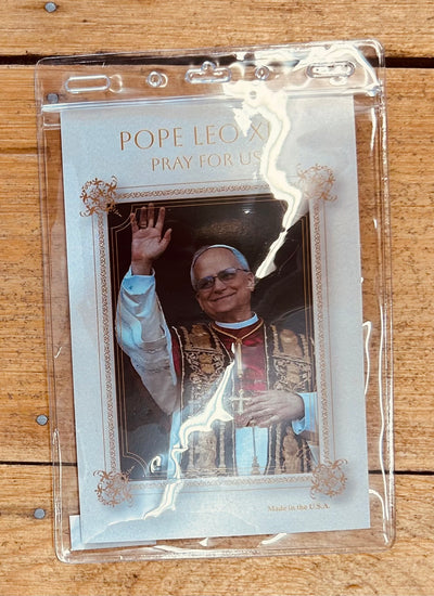 Pope Leo XIV Red Rosary with Photo Center and Prayer Card