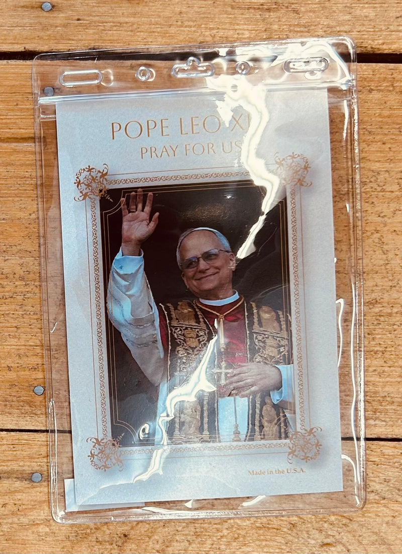 Pope Leo XIV Red Rosary with Photo Center and Prayer Card