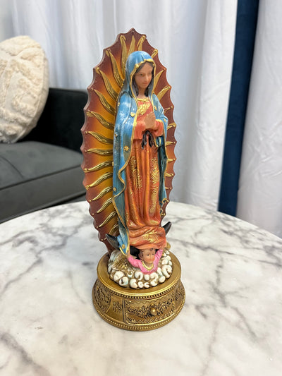 Our Lady of Guadalupe Statue with Hidden Box - 9 inches tall