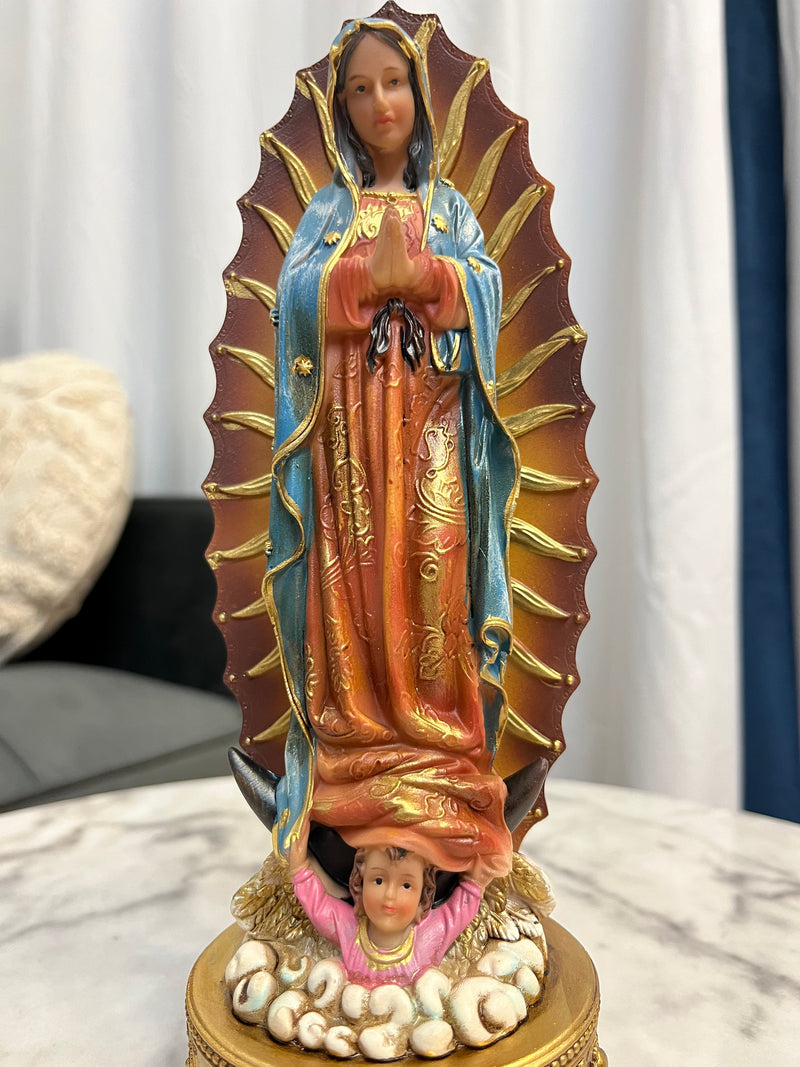 Our Lady of Guadalupe Statue with Hidden Box - 9 inches tall