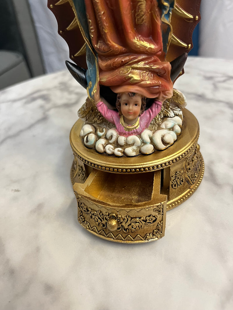 Our Lady of Guadalupe Statue with Hidden Box - 9 inches tall