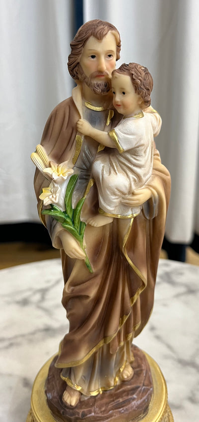 St. Joseph Desktop Statue with Hidden Drawer for Prayer Intentions - 9 inches tall