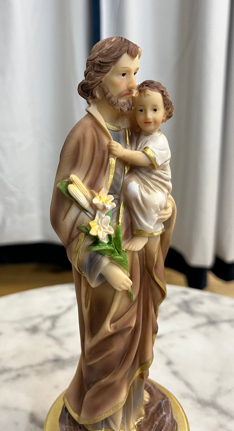 St. Joseph Desktop Statue with Hidden Drawer for Prayer Intentions - 9 inches tall