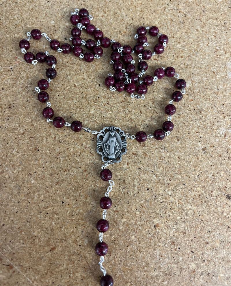 Holy Land Burgundy Rosary with Relic – A Sacred Connection to the Holy Land