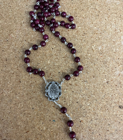 Holy Land Burgundy Rosary with Relic – A Sacred Connection to the Holy Land