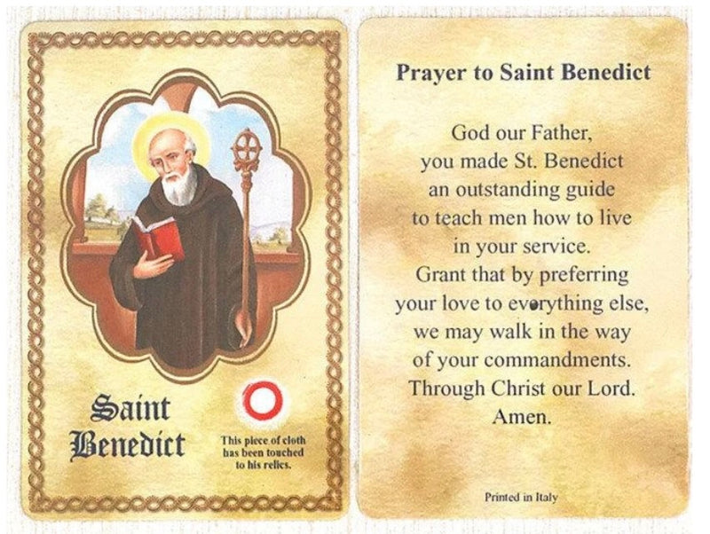 St. Benedict Relic Prayer Card – A Powerful Symbol of Protection