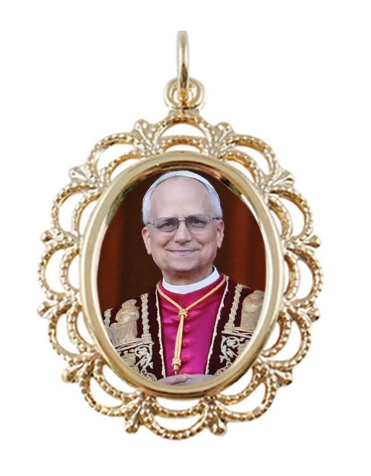 Pope Leo Lace Pendant with Gold Chain