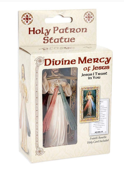 4" Divine Mercy Statue – Cold Cast Resin, Hand-Painted, in Deluxe Window Box