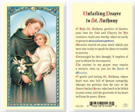 Saint Anthony of Unfailing Prayer Holy Card