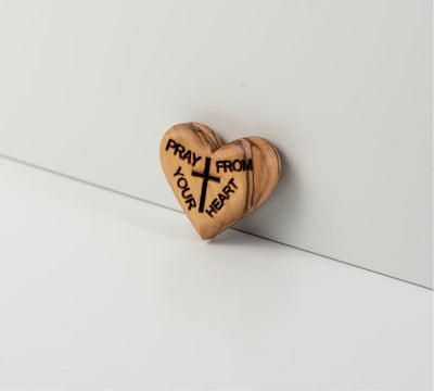 Olive Wood Engraved Heart – "Pray from Your Heart"