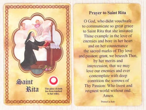 St. Rita Relic Prayer Card – A Symbol of Hope and Perseverance