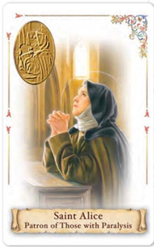 St. Alice Prayer Card with Medal – Patron of Paralysis