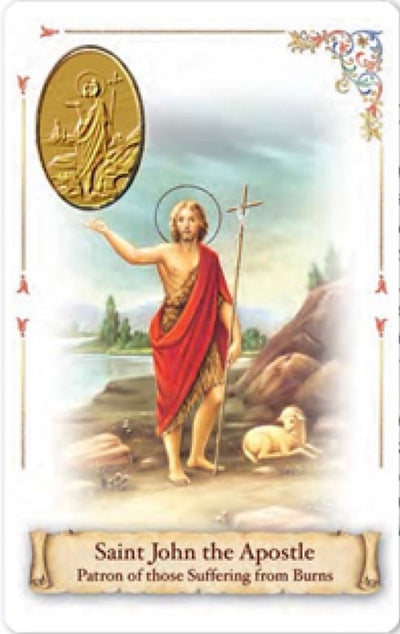 St. John the Apostle Prayer Card with Medal – Patron of Burn Victims