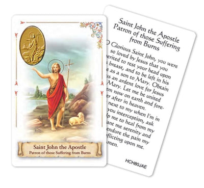 St. John the Apostle Prayer Card with Medal – Patron of Burn Victims