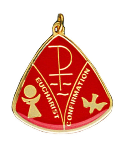 Red Eucharistic Confirmation Enamel Medal with Jump Ring