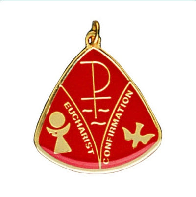 Red Eucharistic Confirmation Enamel Medal with Jump Ring