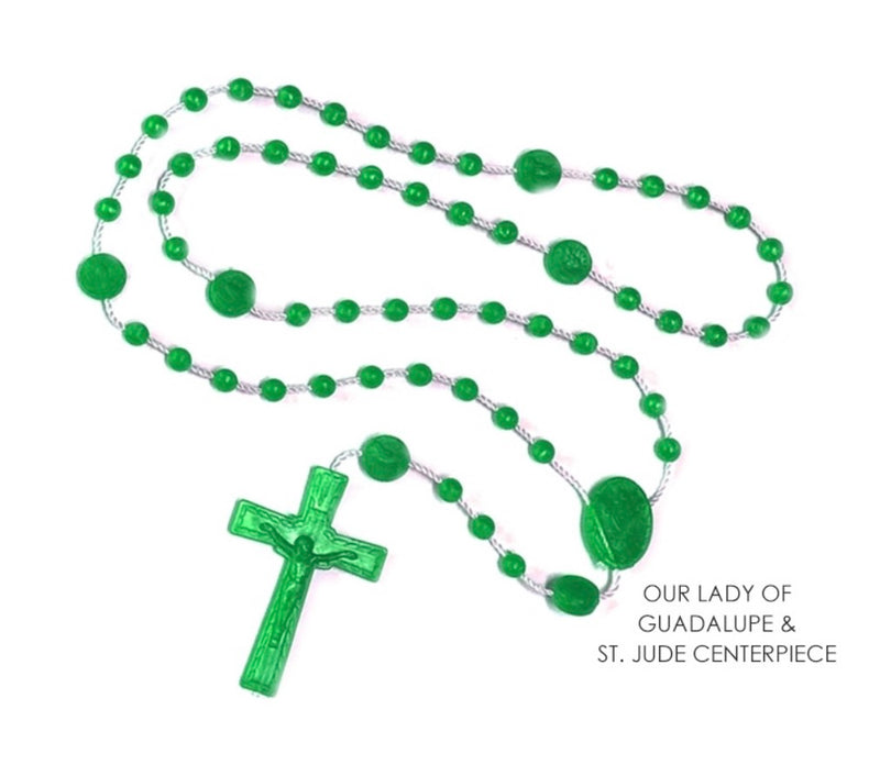 Green Plastic String Rosary with 5mm Beads – 16"