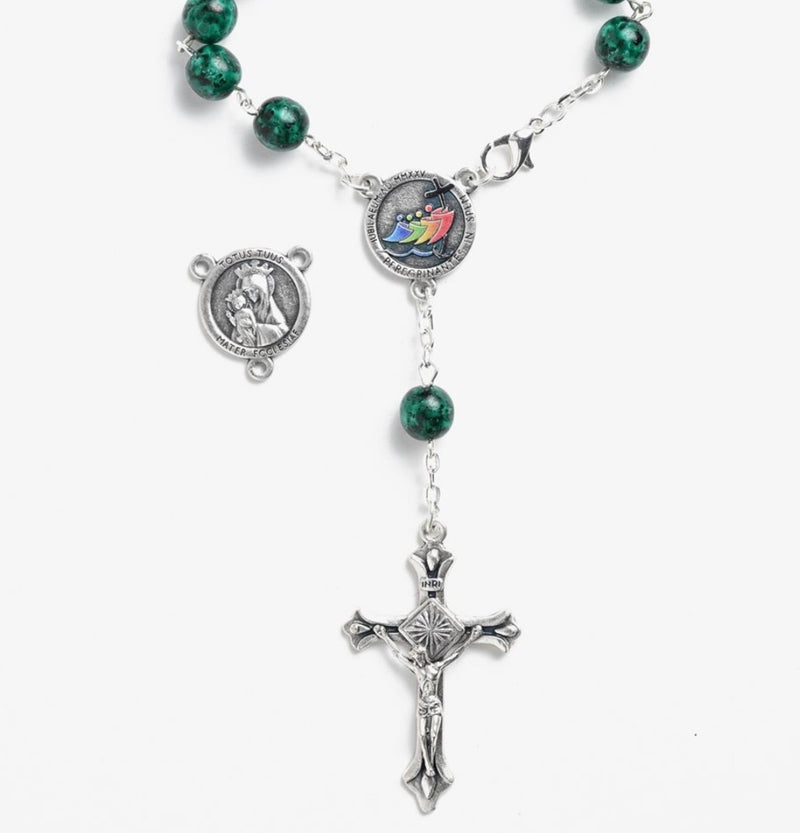 Jubilee 2025 One-Decade Green Bead Auto Rosary