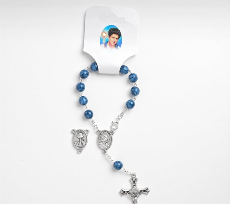 Blessed Carlo Acutis Auto Rosary with Blue Beads