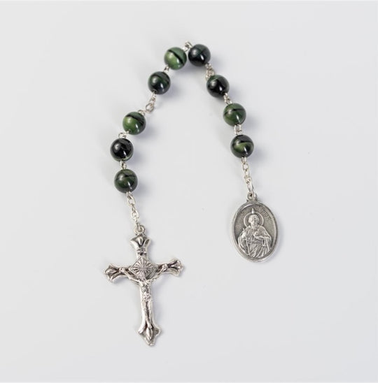 St. Jude Rosary Chaplet with Green Marbled Beads