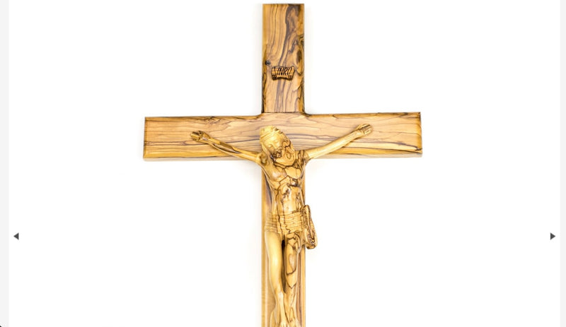Traditional Olivewood Crucifix – 19.5" Wall Cross from the Holy Land