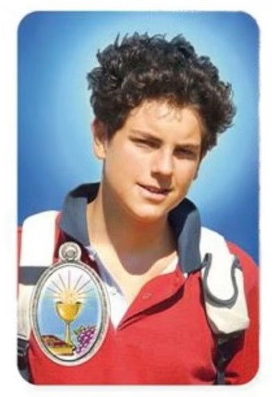 Carlo Acutis Prayer Card with Chalice Medal