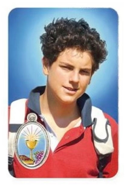 Carlo Acutis Prayer Card with Chalice Medal