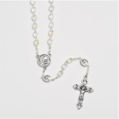 Padre Pio Relic Crystal Bead Rosary