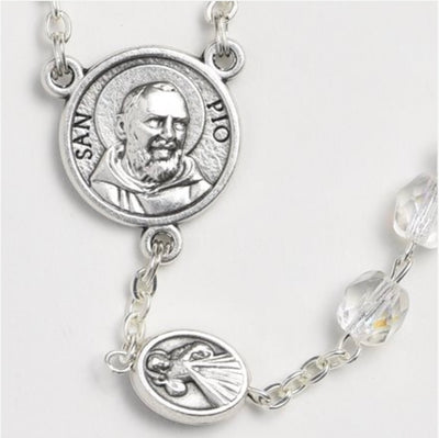 Padre Pio Relic Crystal Bead Rosary