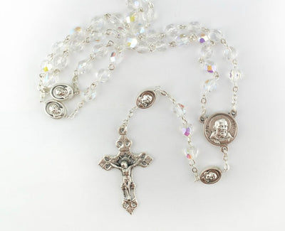 Padre Pio Relic Crystal Bead Rosary