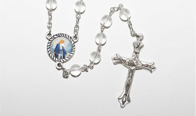 Traditional Our Lady of Grace Rosary with Crystal Clear Beads