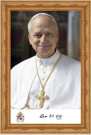 Official Pope Leo XIV Portrait in Custom-Designed 13" x 19" Wood Frame